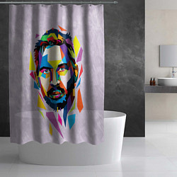 Шторка для душа Портрет Тома Харди в геометрическом стиле, цвет: 3D-принт — фото 2