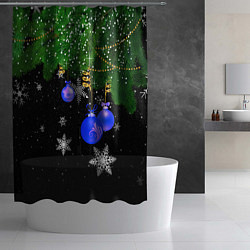 Шторка для душа Новогодние шарики, цвет: 3D-принт — фото 2