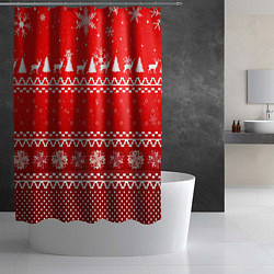Шторка для душа Узор с оленями и ёлками, цвет: 3D-принт — фото 2