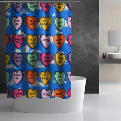 Шторка для душа Валентинки конфетки сердечки с посланиями, цвет: 3D-принт — фото 2