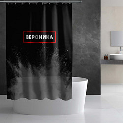 Шторка для душа Вероника - в красной рамке на темном, цвет: 3D-принт — фото 2