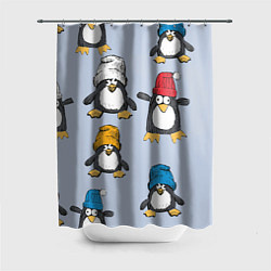 Шторка для душа Смешные пингвины, цвет: 3D-принт