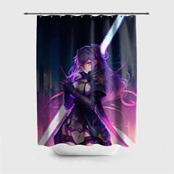 Шторка для ванной Cyber girl in purple light