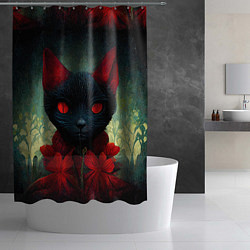 Шторка для душа Dark cat, цвет: 3D-принт — фото 2
