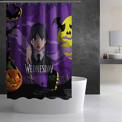 Шторка для душа Уэнсдэй иллюстрация, цвет: 3D-принт — фото 2