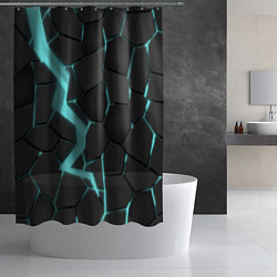 Шторка для душа Голубой неон, цвет: 3D-принт — фото 2