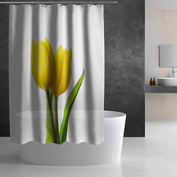 Шторка для душа Желтые тюльпаны на белом, цвет: 3D-принт — фото 2