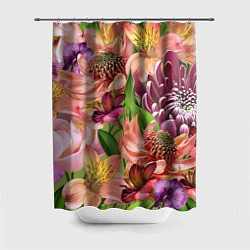 Шторка для душа Райские цветы, цвет: 3D-принт