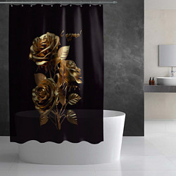 Шторка для душа Золотые розы, цвет: 3D-принт — фото 2