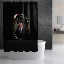 Шторка для душа Портрет Уэнсдей Аддамс, цвет: 3D-принт — фото 2