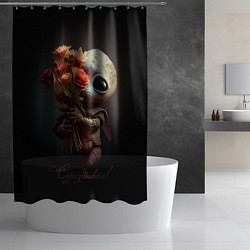 Шторка для душа Инопланетянин с букетом цветов, цвет: 3D-принт — фото 2