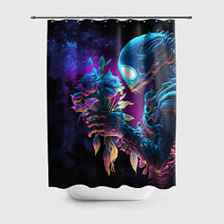 Шторка для душа Инопланетянин с неоновыми цветами, цвет: 3D-принт