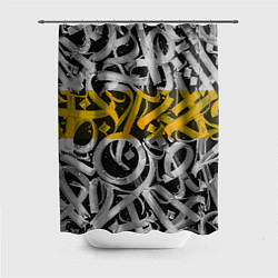 Шторка для душа Yellow Callicraphic, цвет: 3D-принт