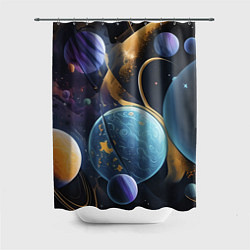 Шторка для душа Планеты во вселенной, цвет: 3D-принт