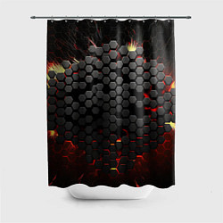Шторка для душа Взрыв из черных плит, цвет: 3D-принт
