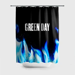 Шторка для душа Green Day blue fire, цвет: 3D-принт