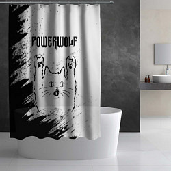 Шторка для душа Powerwolf рок кот на светлом фоне, цвет: 3D-принт — фото 2