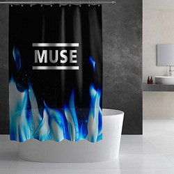 Шторка для душа Muse blue fire, цвет: 3D-принт — фото 2