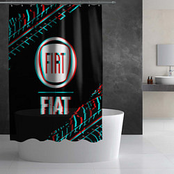Шторка для душа Значок Fiat в стиле glitch на темном фоне, цвет: 3D-принт — фото 2