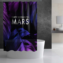 Шторка для душа Thirty Seconds to Mars neon monstera, цвет: 3D-принт — фото 2
