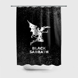 Шторка для ванной Black Sabbath с потертостями на темном фоне