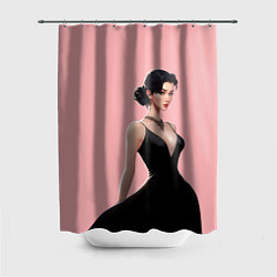 Шторка для ванной Girl in black dress - pink