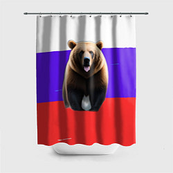 Шторка для душа Медведь на флаге, цвет: 3D-принт
