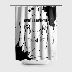 Шторка для ванной Avril Lavigne рок кот на светлом фоне
