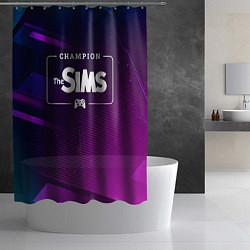 Шторка для душа The Sims gaming champion: рамка с лого и джойстико, цвет: 3D-принт — фото 2