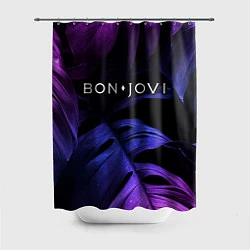 Шторка для душа Bon Jovi neon monstera, цвет: 3D-принт