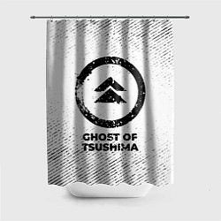 Шторка для ванной Ghost of Tsushima с потертостями на светлом фоне
