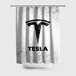 Шторка для душа Tesla с потертостями на светлом фоне, цвет: 3D-принт