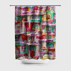 Шторка для ванной Домики из сладостей