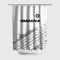 Шторка для душа Yamaha speed на светлом фоне со следами шин: симво, цвет: 3D-принт