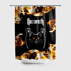 Шторка для душа Nazareth рок кот и огонь, цвет: 3D-принт
