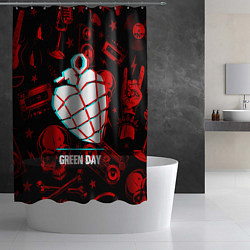 Шторка для душа Green Day rock glitch, цвет: 3D-принт — фото 2