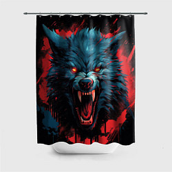 Шторка для ванной Wolf black red