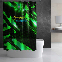 Шторка для душа Cyberpunk 2077 phantom liberty neon green, цвет: 3D-принт — фото 2