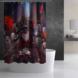Шторка для душа Ху тао с призраками - Геншин, цвет: 3D-принт — фото 2