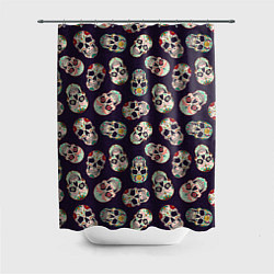 Шторка для ванной Узор с черепами Pattern with skulls