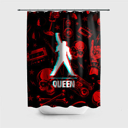 Шторка для душа Queen rock glitch, цвет: 3D-принт