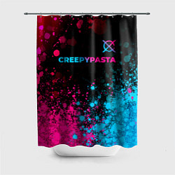 Шторка для душа CreepyPasta - neon gradient: символ сверху, цвет: 3D-принт