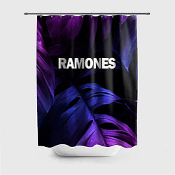 Шторка для душа Ramones neon monstera, цвет: 3D-принт