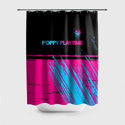Шторка для душа Poppy Playtime - neon gradient: символ сверху, цвет: 3D-принт