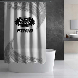 Шторка для душа Ford speed на светлом фоне со следами шин, цвет: 3D-принт — фото 2