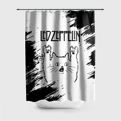 Шторка для душа Led Zeppelin рок кот на светлом фоне, цвет: 3D-принт
