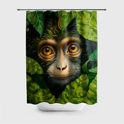 Шторка для душа Обезьянка в джунгли, цвет: 3D-принт