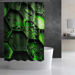 Шторка для душа CSGO green abstract, цвет: 3D-принт — фото 2