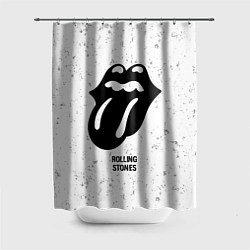 Шторка для душа Rolling Stones glitch на светлом фоне, цвет: 3D-принт