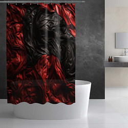 Шторка для душа Black red texture, цвет: 3D-принт — фото 2